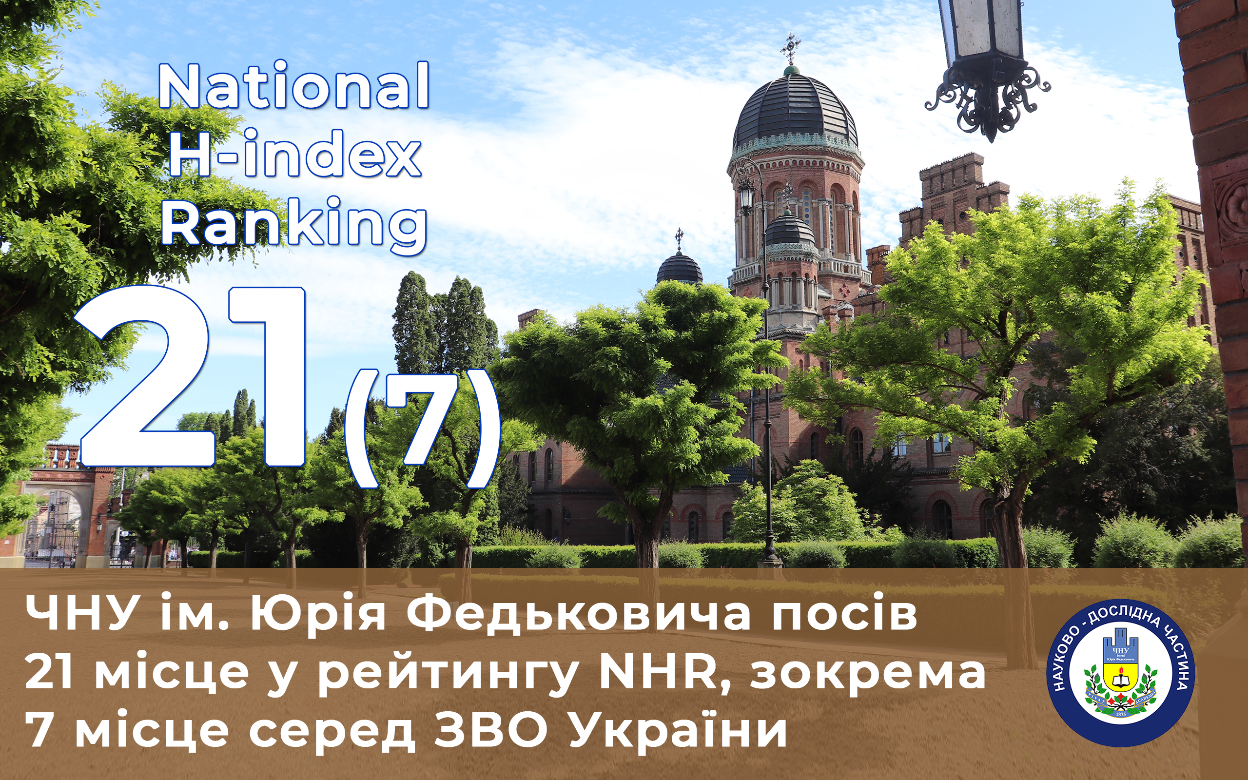7 позиція серед ЗВО України в Ukrainian National H-index Ranking 2023