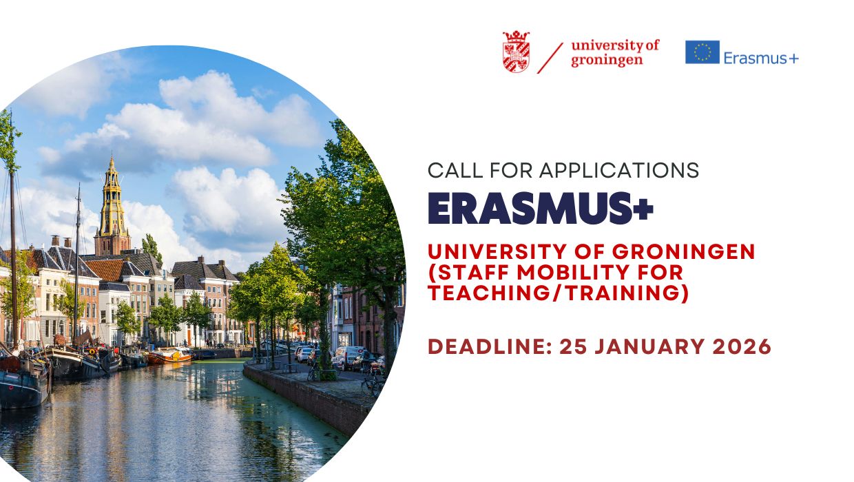 Відкрито конкурс ERASMUS+ Staff Mobility for Teaching/Training до Університету м. Гронінгена (Нідерланди) на весняний семестр 2026